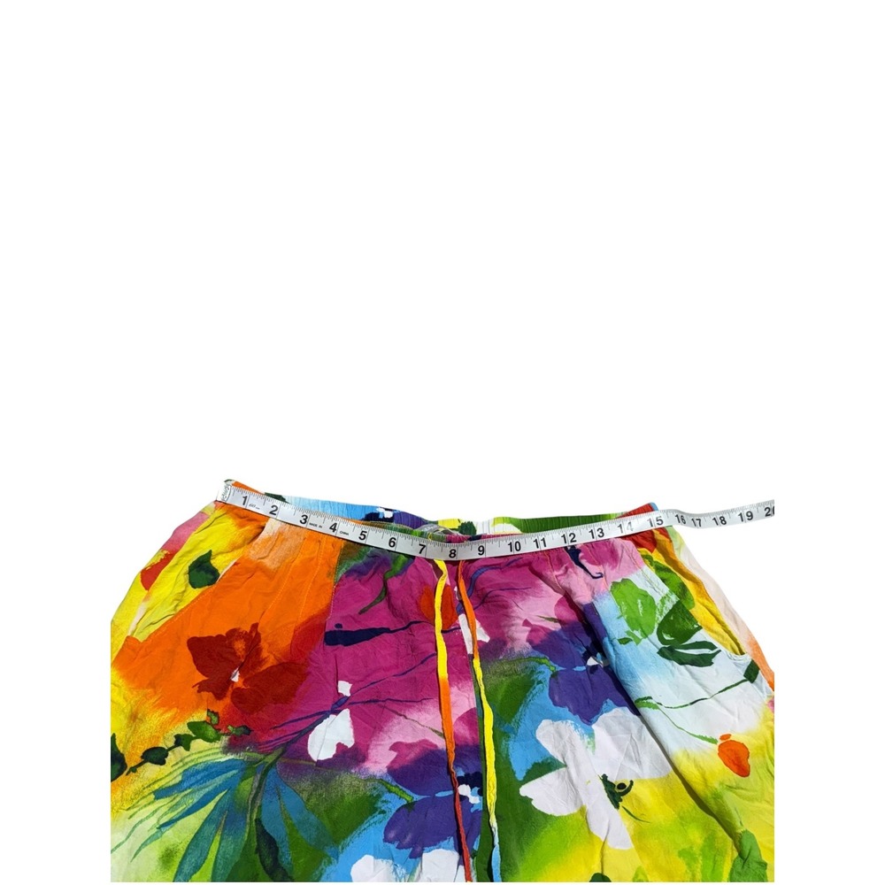 Jams World Crop Pants Womens L Floral Tropical Wide Leg Pull On Capri - Picture 4 of 11